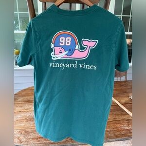 Vineyard Vines Kids Football T-shirt 98 Whale Pocket Cotton Soft Size 16 Large